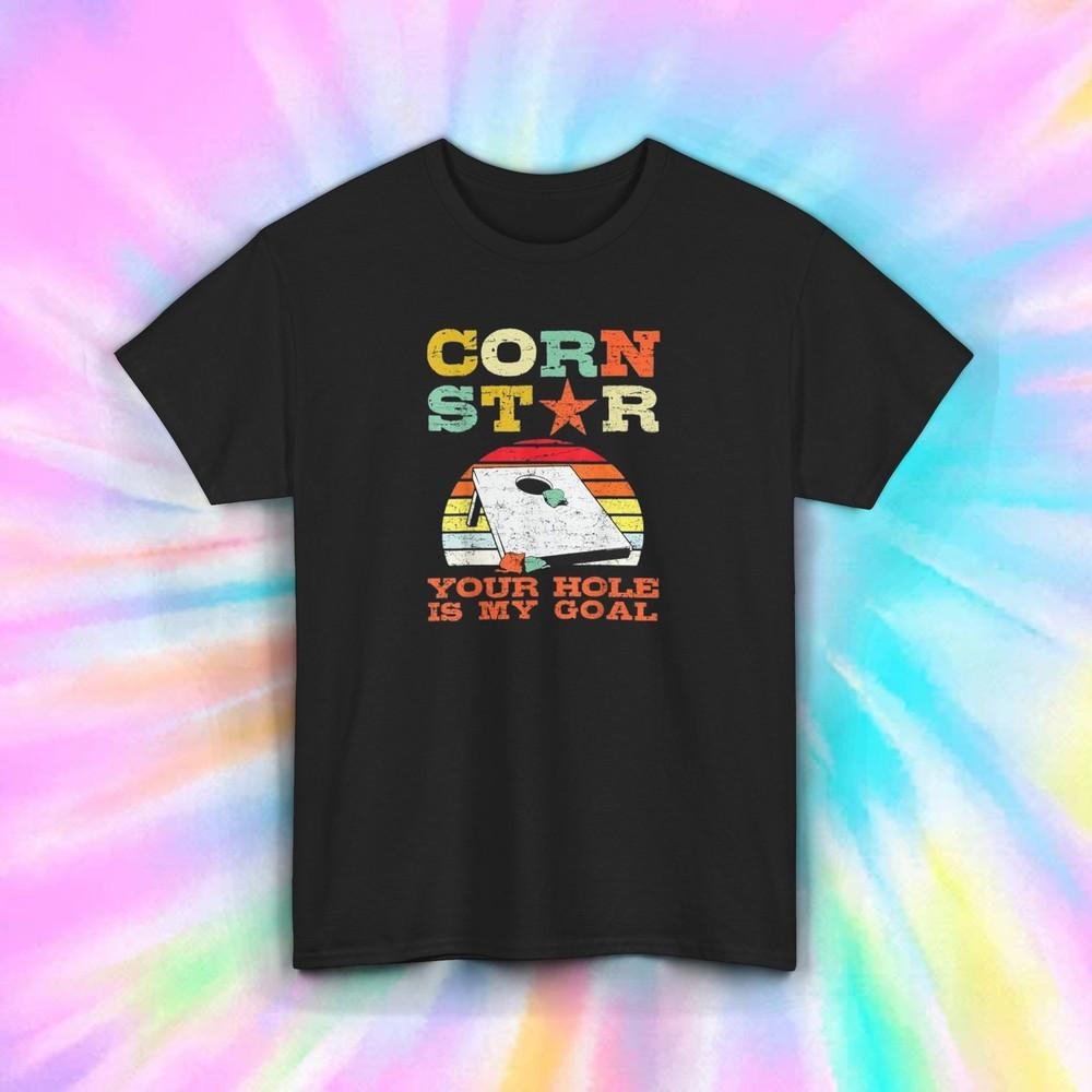 

Corn Star T-Shirt S-5XL Funny Cornhole Game Player Humor Gift Retro Style Tee 4XL