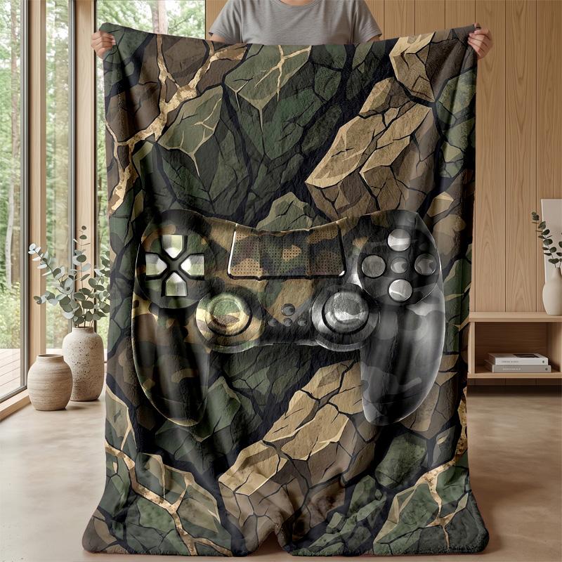 Burning Game Controller blanket Personalized Name Flannel Blanket Soft Cozy Plush Throw for Sofa Bed Lightweight Home Decor