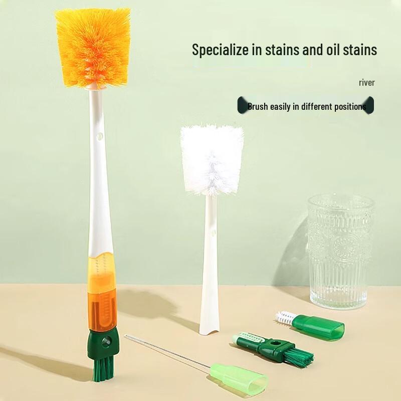PINYU 5-in-1 Long Handle Soft Silicone Cup Brush Set