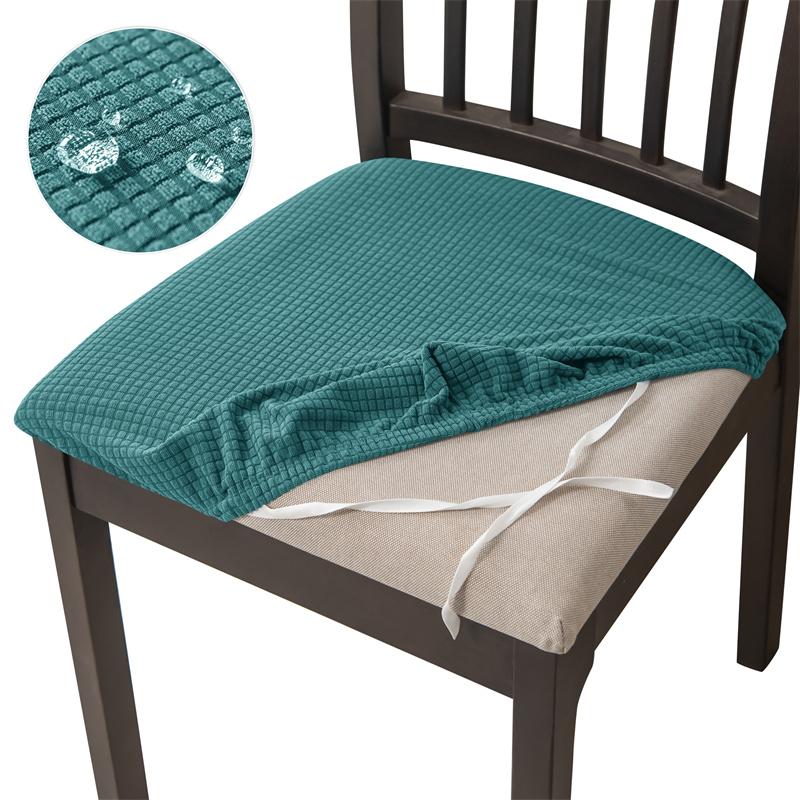 Jacquard Dining Chair Cushion Cover Solid Color Water Repellent Chair Slipcover Dustproof Anti-slip Seat Cover for Living Room