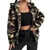 European & American Double-sided Camouflage Plush Zipper Hooded Women's Autumn/Winter Cardigan Coat