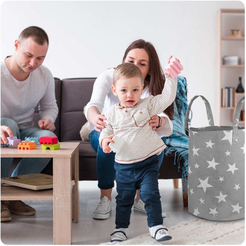 Nukido Toy Basket - Gray With Stars