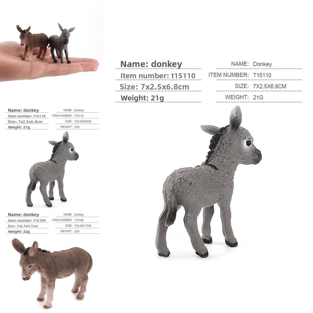 Realistic Animal Model For Children Pvc Mini Donkey Figurine Learning Toy