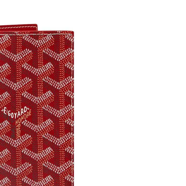 Goyard Grenelle Monogrammed Flap Pocket Canvas And Leather Card Holder Passport Holder Unisex Accessories Red GRENELPMLTY-02CL02X