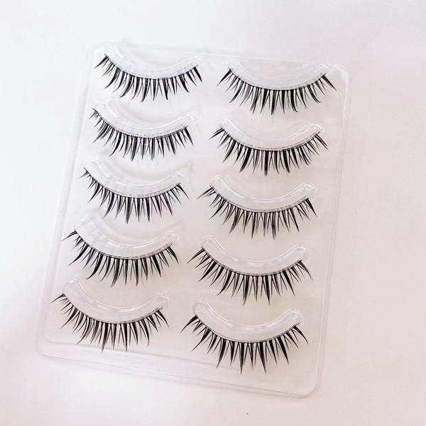 Rabbit Grandma Little Devil 9MM Natural Simulation False Eyelashes - Dense, Full Strip with Fine Black Stem 9mm