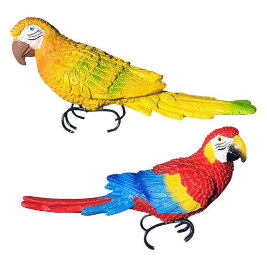 Bird Ornament Resin Scarlet Macaw Sculpture Realistic Lifelike Parrot Statue Waterproof Outdoor Garden Decoration