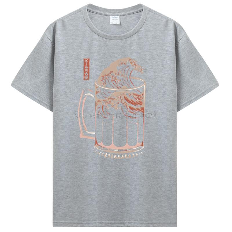 Die große Welle des Wochen-Craft-Bier-T-Shirts für Männer Betrunken Alkohol Trinken Vintage Baumwoll-T-Shirts Kurzarm-T-Shirt Lustige T-Shirts Oberteile