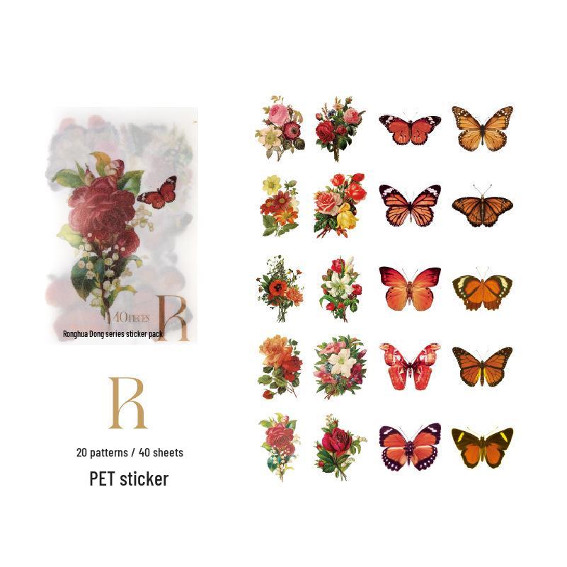 Yan Ji Retro Flower Bouquet Sticker Pack: 8 Elegant Styles for Journals and Collages