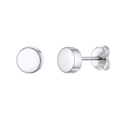 Brinco de Pino de Disco Redondo em Prata de Lei 925