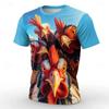 Funny Rooster Group 3D Print T-Shirt, Round Neck Short Sleeve Casual Graphic Tee, Farm Animal Personality Tops