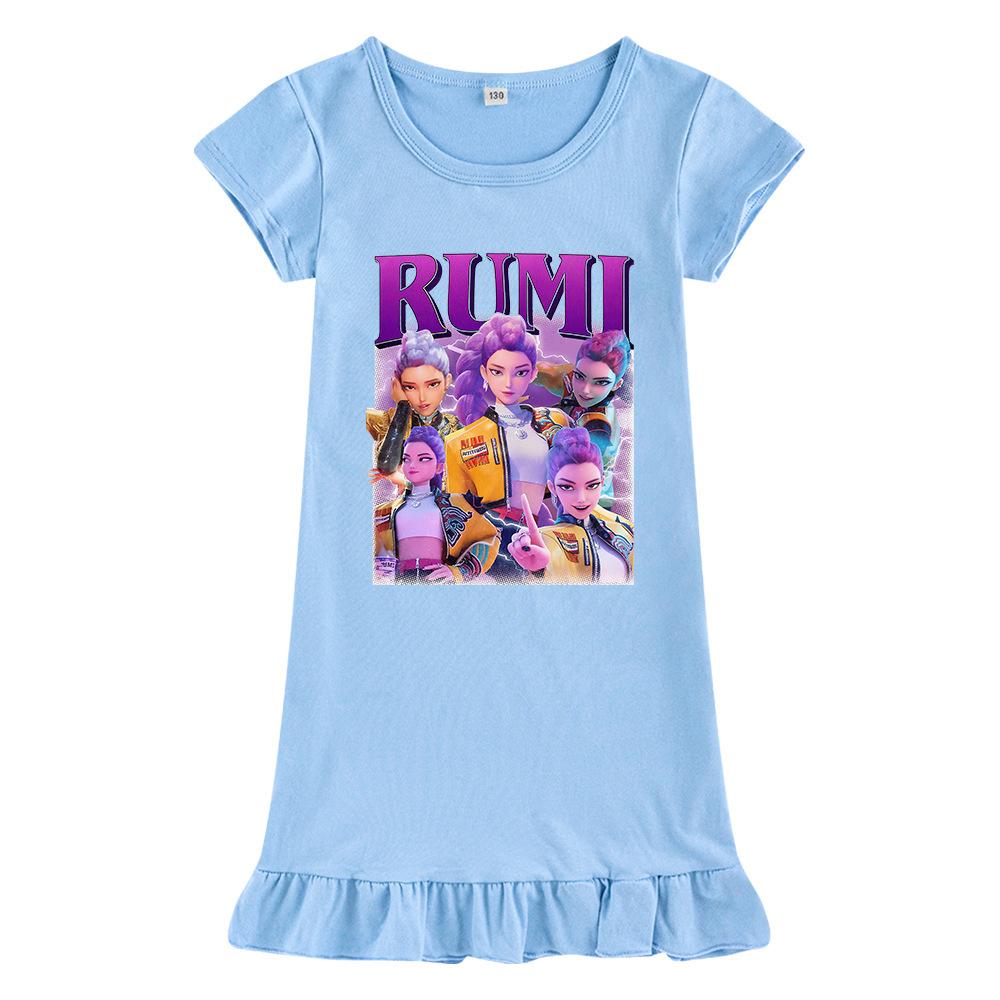 Hot Selling Kpop Witch Hunting Girl Group Print Girls Dress Ice Silk Nightdress 5971
