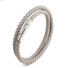 Doppelkreis Leder Edelstahl Armband Herren Retro Punk Armband Mode Lässig Leder Metall Armband Trendiger Täglicher Schmuck Geschenk Zubehör
