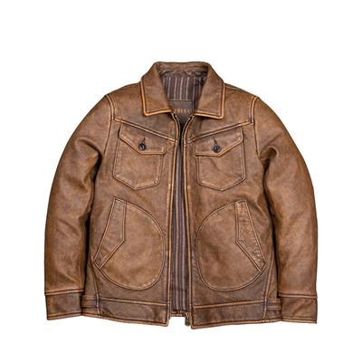 Chinese Size Men Leather Jacket Soft Genuine Cowhide Vintage Spring Autumn
