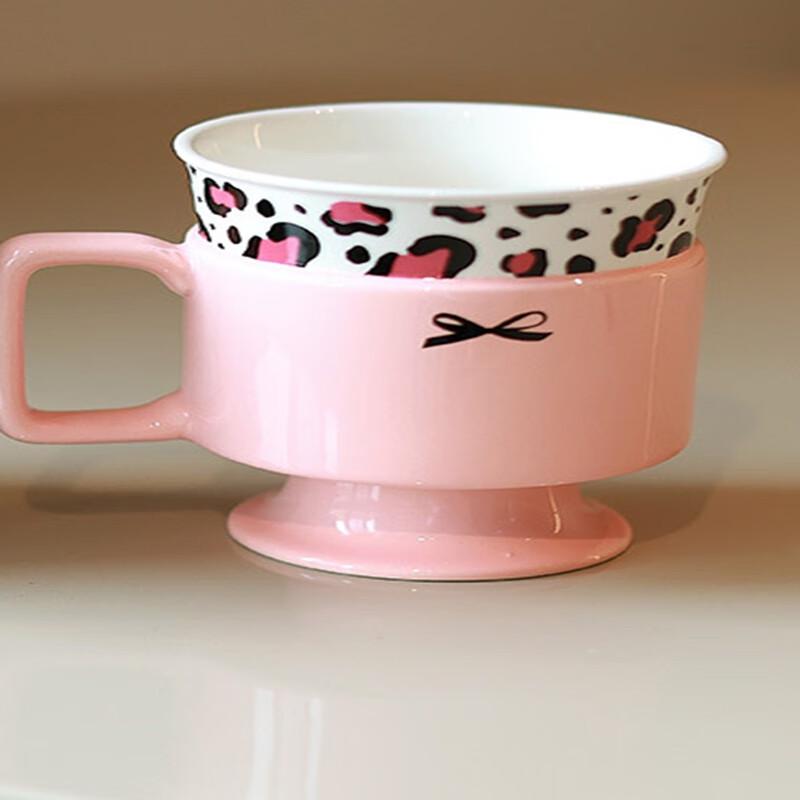 Retro Patterned Ceramic Stemmed Cup