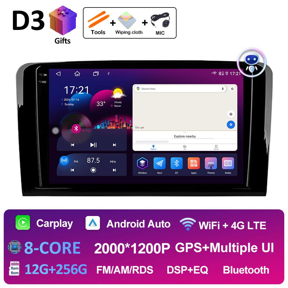 Player Radio Video Multimedia Auto Android 14 Pentru Mercedes Benz CLASS ML W164 Wireless Carplay Ventilator Răcire DSP Stereo Accesorii