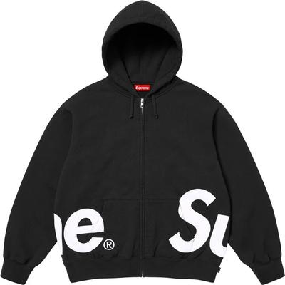 Supreme Černá mikina s kapucí a velkým logem na zip