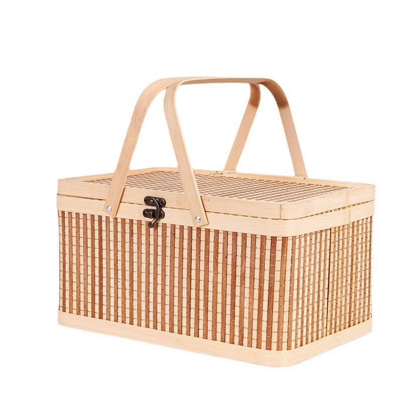 Bamboo Woven Handheld Basket for Mid-Autumn Mooncake and Nut Gifts