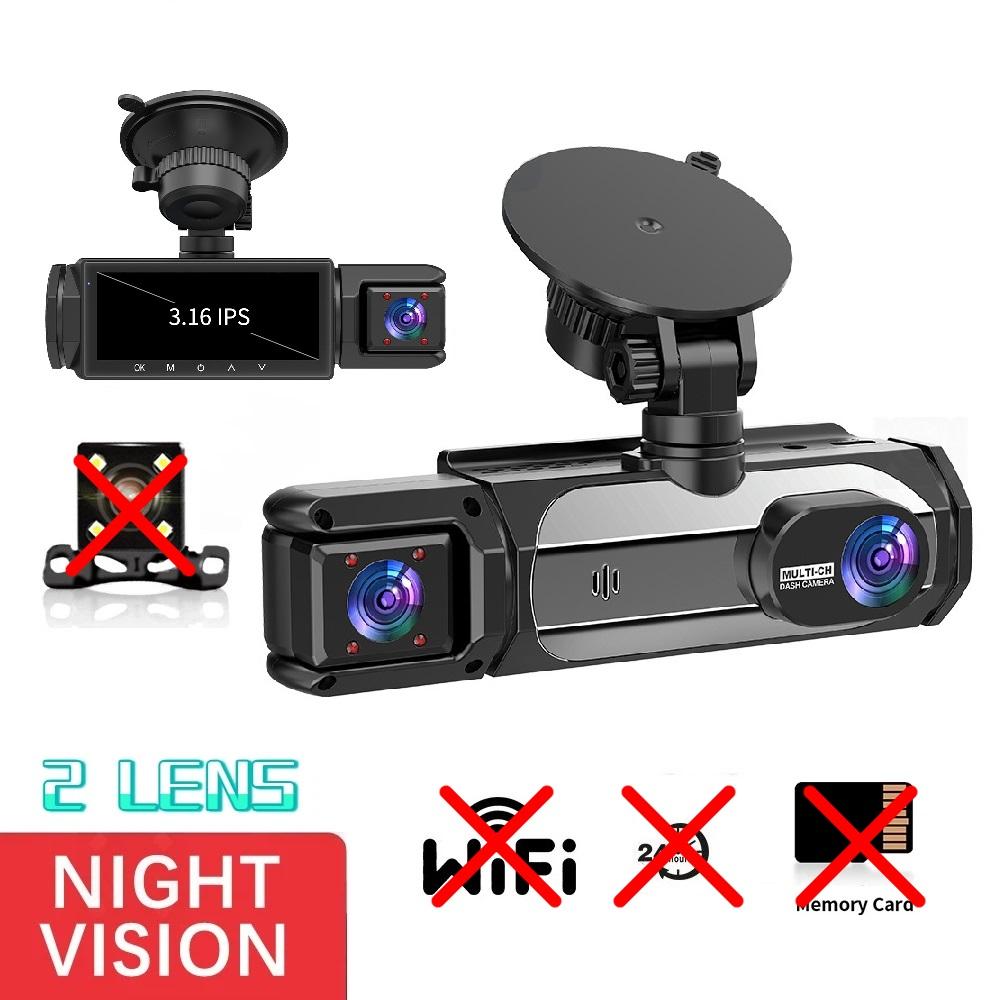Dash Cam 3 Channel Car Black Box WiFi DVR HD 1080P Video Front Built-in and Rear Camera W/IR Night Vision Car Accessories