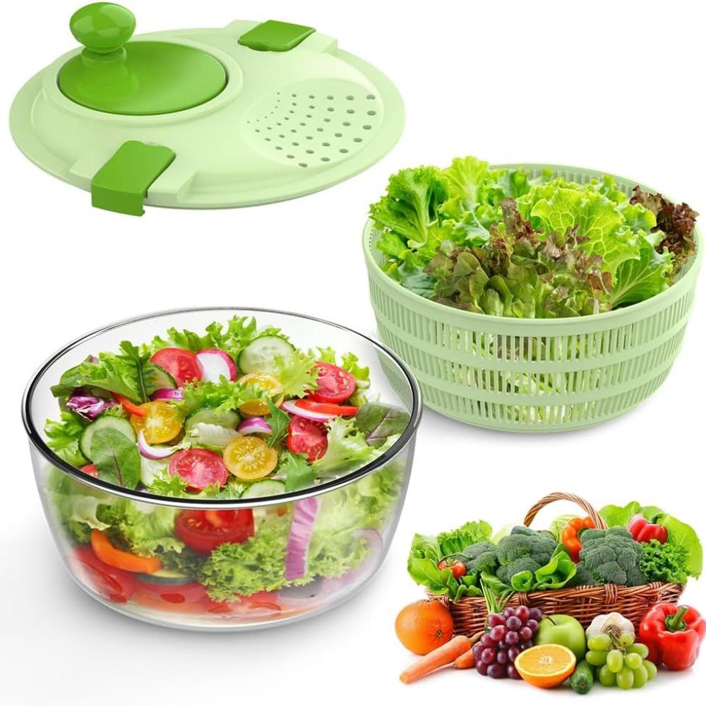 Vihoom Salad Centrifugal, Large Capacity 4.5L Salad Dryer, Kitchen Salad Squeezes with Bowl and Mesh Basket, Washes and Dries Vegetables and Fruits