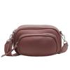 Fashionable Multi-layer Small Round Bag Versatile Soft Leather Shoulder Bag Version Wide Shoulder Strap Messenger Bag