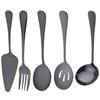 5Pcs Black Dinnerware Set Stainless Steel Cutlery Soup Spoon Colander Spoon Service Spoon Salad Fork Cake Spatula Kitchen Tableware