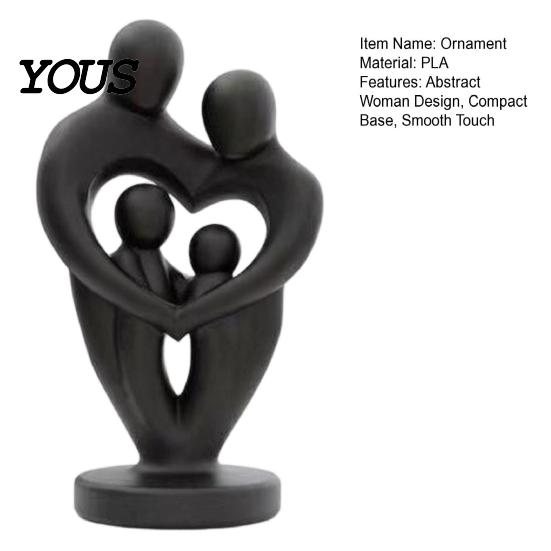 Hollow Love Shape Statue Abstract Woman Statue, Matte Black Resin Art Sculpture, Family of Four Finish Sculpture for Modern Minimalist Home Decor