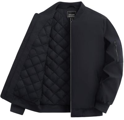 TACAVSEN Filled Jacket Military Casual Jumper Pilot Golf Cool Bike Jumper Stylish Thin Water Repellent Outdoor Wear Windproof Autumn Clothes Black XL