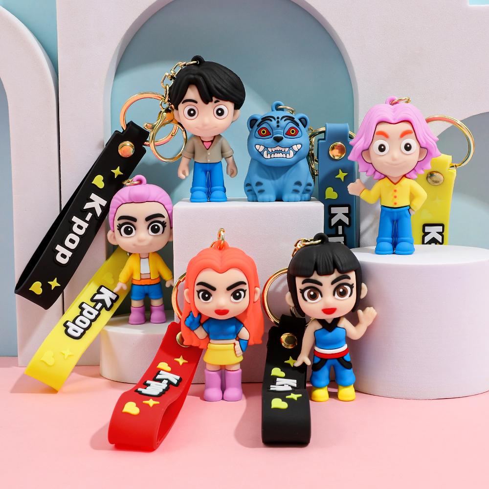 Devil Hunter Keychain Tiger Character Cute Harajuku Style Suitable KPOP PVC forChildren andFans forChristmas Lightweight Carry Portable Mini