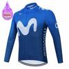 Movistar Racing Thermal Fleece Cycling Jersey Set Bicycle Bib Shorts Bike Clothing Ropa Maillot Ciclismo Hombre Bicicleta Kit
