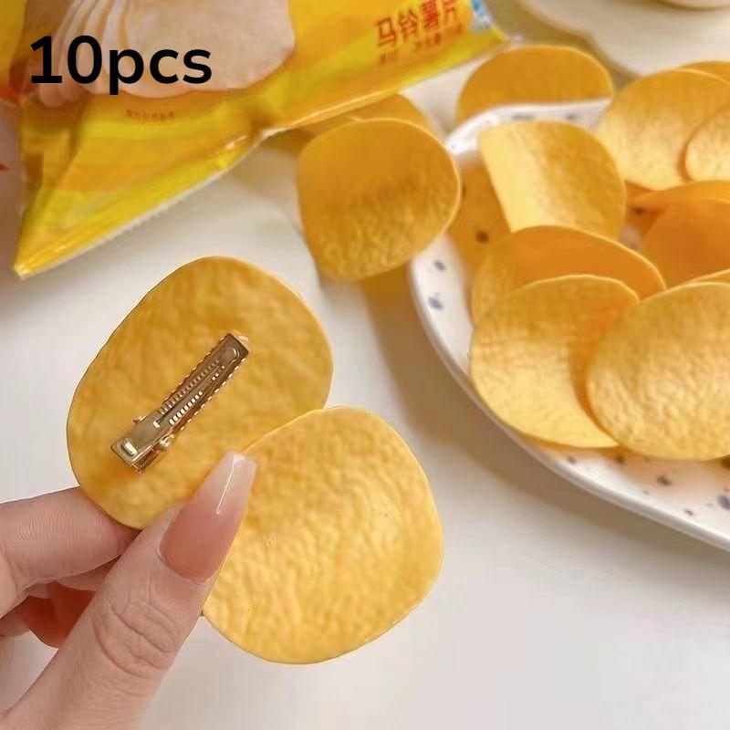 5/10 Peças Grampo de Cabelo de Batata Frita Simulado Ins Desenho Animado Adereço de Cabeça Menina Fofa Estudante Presilha Bico de Pato Acessórios de Cabelo Femininos Grampos de Cabelo