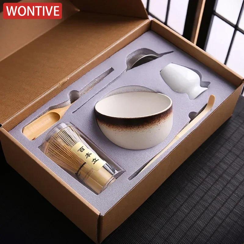 Zestaw 6 szczotek do herbaty, bambusowa trzepaczka do matchy, łyżka i uchwyt, miska matcha z sitkiem, japoński dodatek do ceremonii matcha