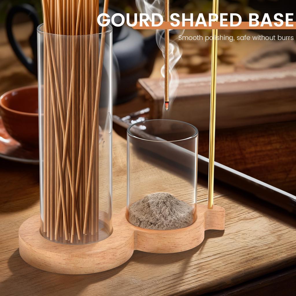 New Incense Holder for Sticks Anti-Ash Flying Incense Burne with Glass Ash Catcher and Sticks Organizer for Yoga Spa Home Decor