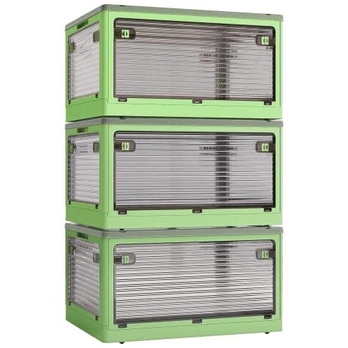 Tamatoshi Storage Box, Clear with Lid, Accessible from All Directions, Large Capacity, Stackable, for Disaster Preparedness, Clothing, Emergency Food,