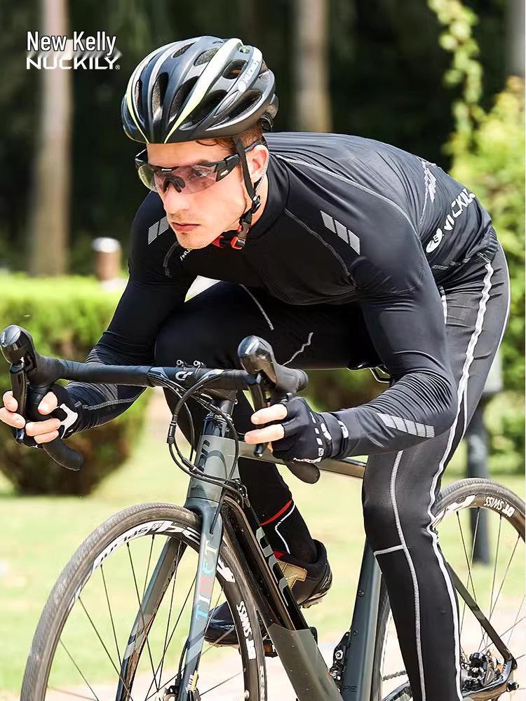 Men's and Women's Long Sleeve Cycling Set - Breathable, Quick-Drying, Tight-Fitting for Spring and Autumn.