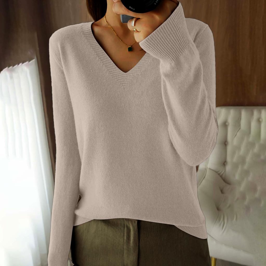 Sweaters for Women V Neck Long Sleeve Knit Pullover Womens Sweaters Oversized Sweaters for Women Fall Sweaters for Women