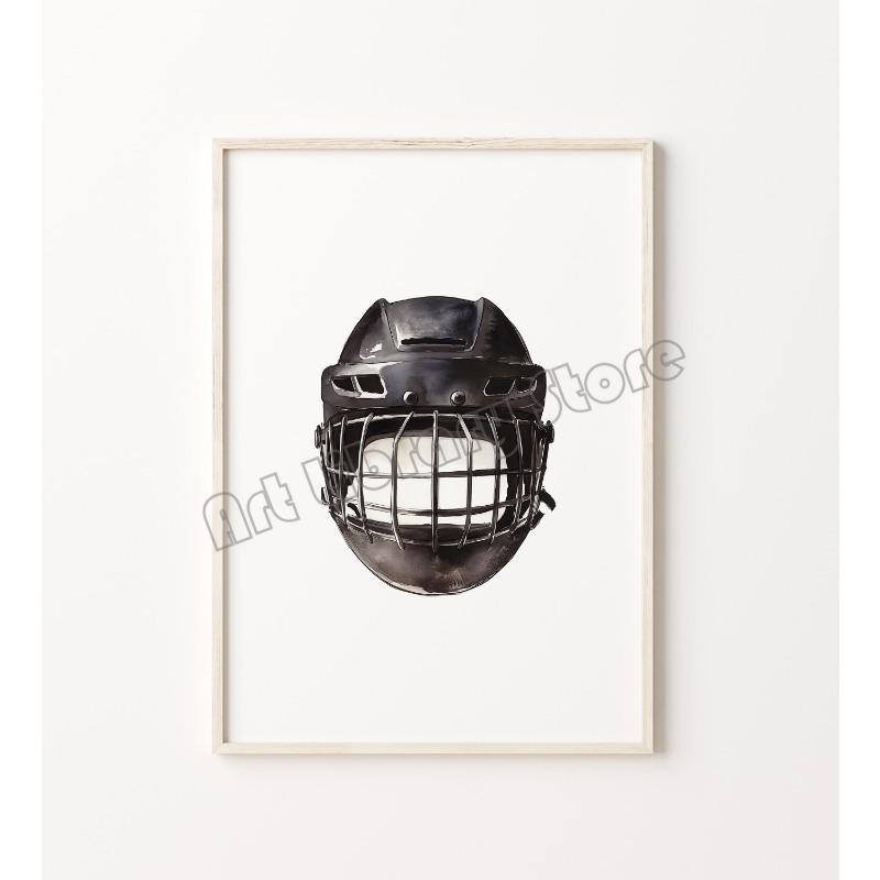 Minimalist Winter Sports Black Ice Hockey Nursery Illustration Poster Canvas Painting Wall Art Pictures Home Boy‘s Room Decor