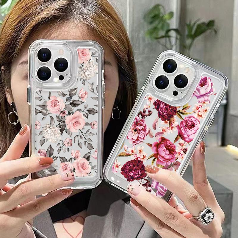 Coque en Silicone Doux Motif Fleur Pour Iphone 16 Coque Pour Iphone 15 14 13 12 11 Pro Max Coque Housse Xs Xr 7 8 Plus Coque Funda Coque Bumper