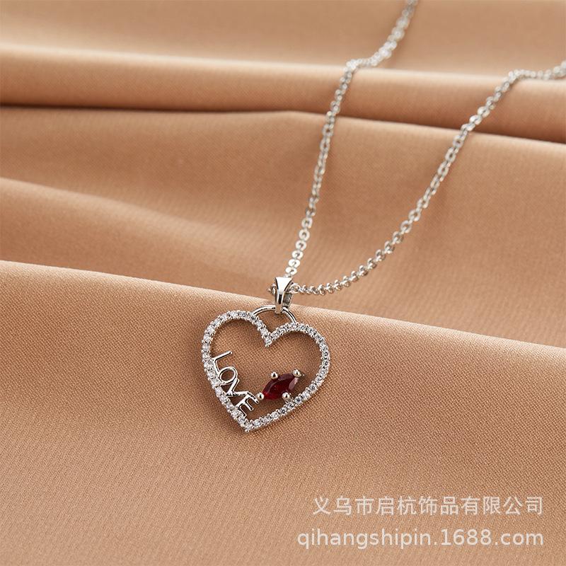 Love Necklace Women'S Simple, Fresh And Natural Versatile Love Zircon Delicate Necklace Jewelry