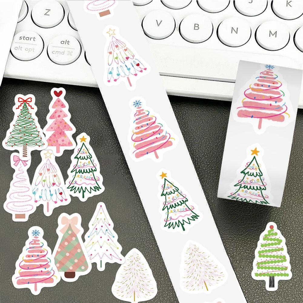 500pcs/Roll Cartoon Christmas Tree Reward Stickers Cute Creative Decoration Decal for Suitcase Laptop DIY Seal Label Sticker Toy