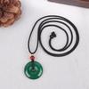 Natural Green Jade Donut Charm Necklace Ice Embellish Green Pendant Necklaces Simple  Jewelry For Women Men Gifts