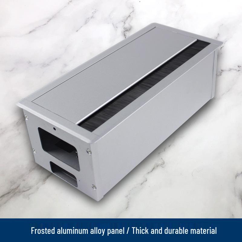 Aluminum Desk Cable Management Box with Recessed Panel and Wire Hole Cover