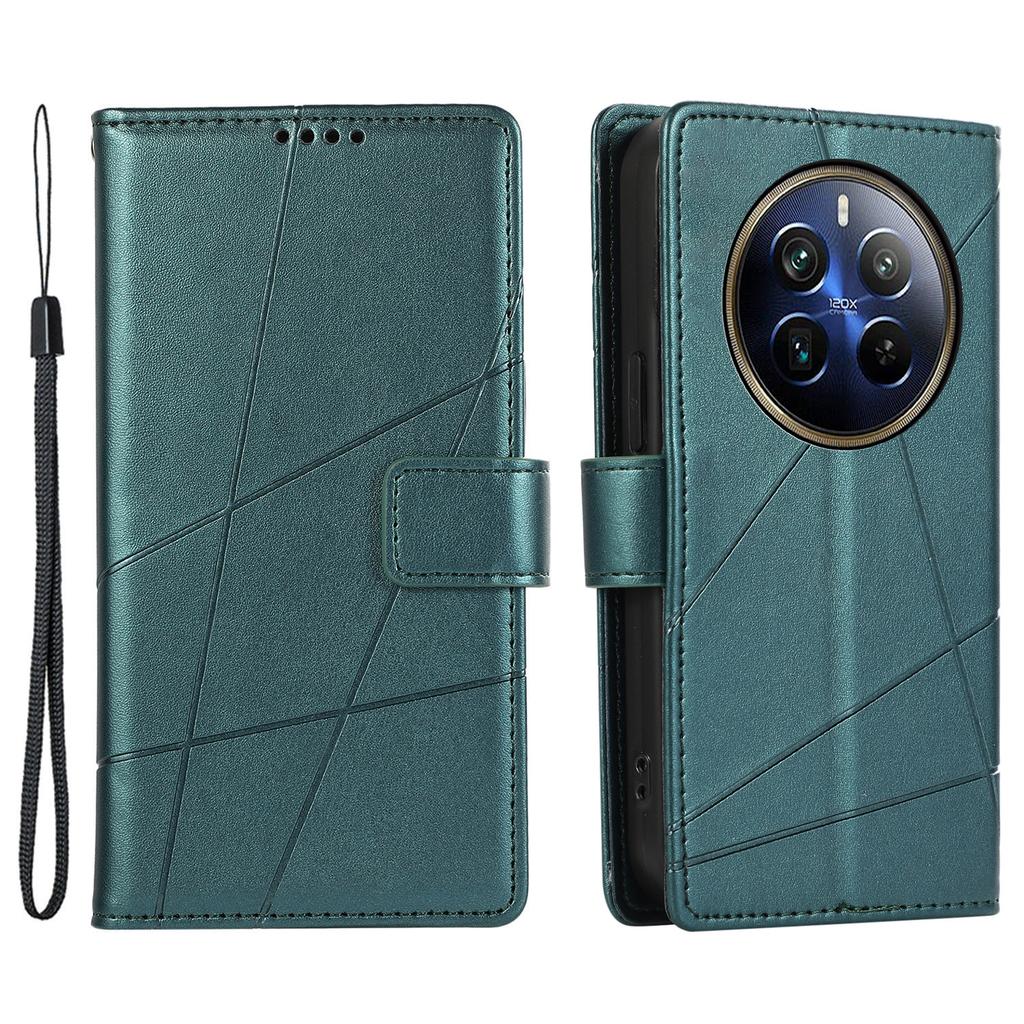 DF-06 For Realme 12 Pro 5G/12 Pro+ 5G Wallet Case PU Leather Line Imprinted Flip Phone Cover