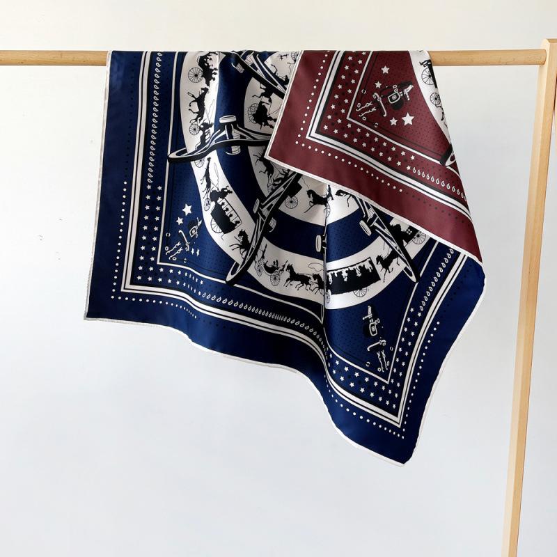 Double-sided Twill Scarf Women's Printed Scarf European and American Headscarf Retro Big Scarf Shawl