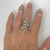Vintage Kupferfarben Metall Handgeschnitzt Hohlmuster Damenring Tägliches Tragen Party Schmuck