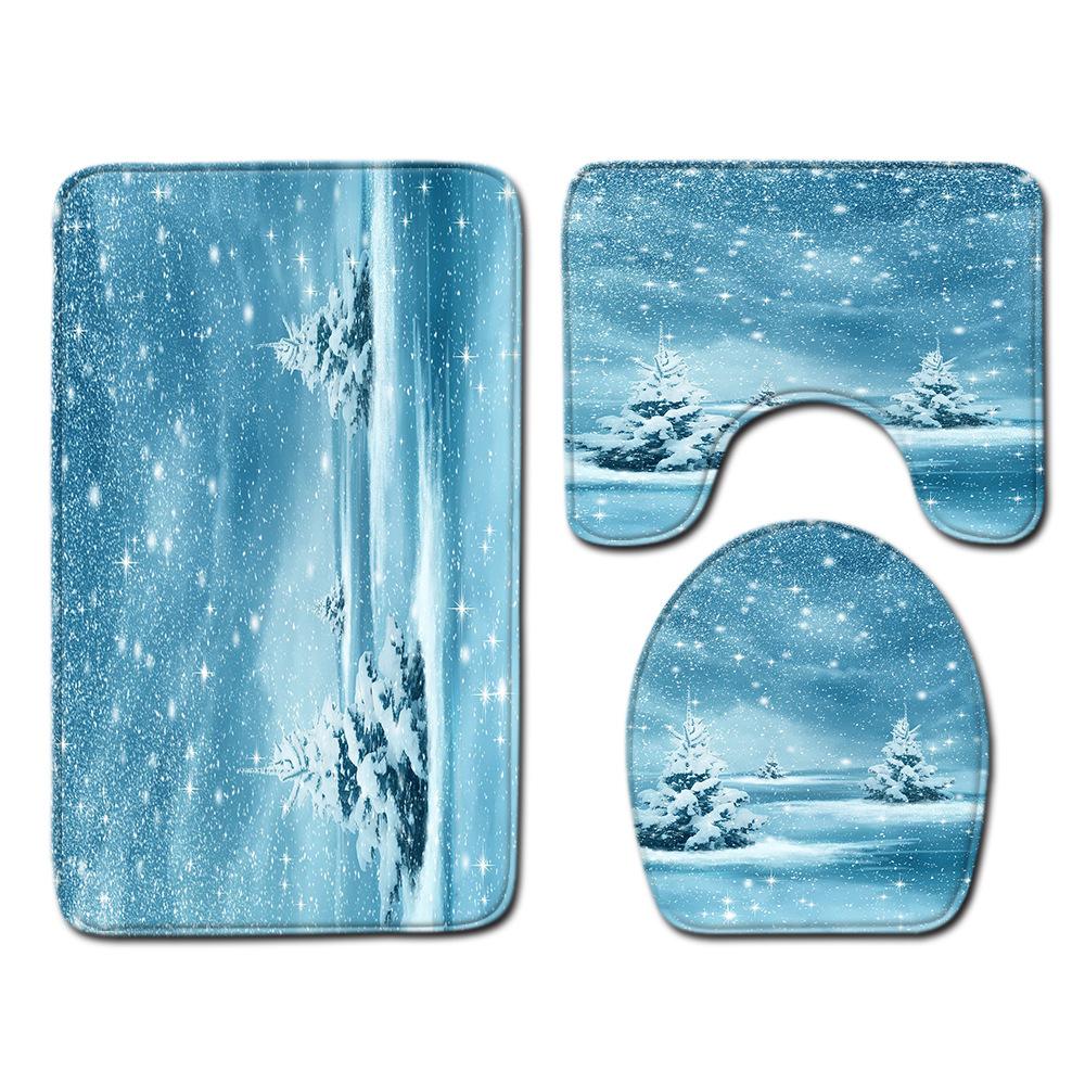 Christmas Bathroom Floor Mat Toilet Three-Piece Set