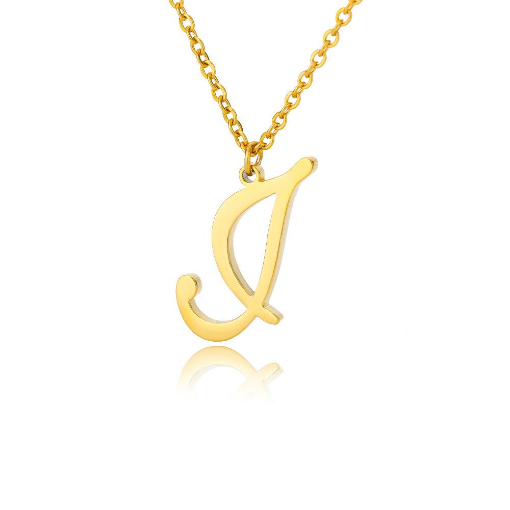 Women Stainless Steel 18K Gold Plated Letter Name Pendant Collarbone Chain