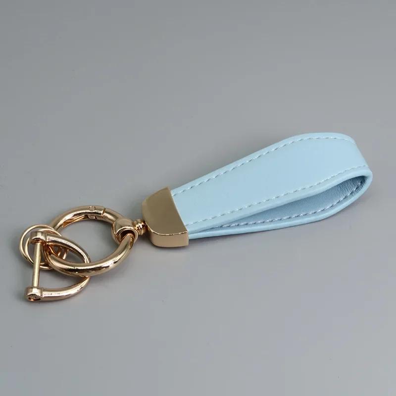 Custom LOGO Vintage PU Leather Keychain Laser Engrave Metal Car Keyring Personalize Texts Key Chains for Men and Women Gift