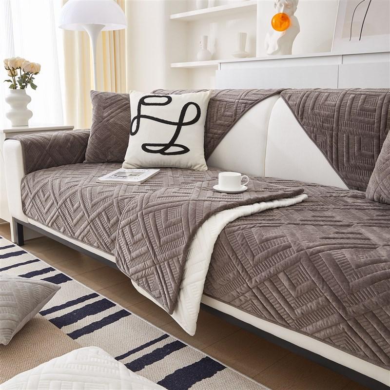 

2023 new geometric pattern sofa cushion winter plush sofa cushion simple wind non-slip sofa towel backrest towel sand 30 * 50 pillow cover