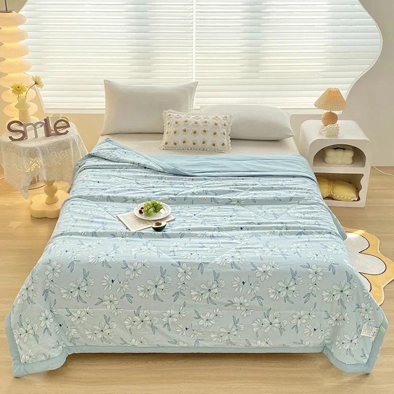 Cute Zoo Animals Print Quilt Bedspreads Children Adults Thin Comforter Summer Quilt Single Double Bed Air-Condition Bed Blanket