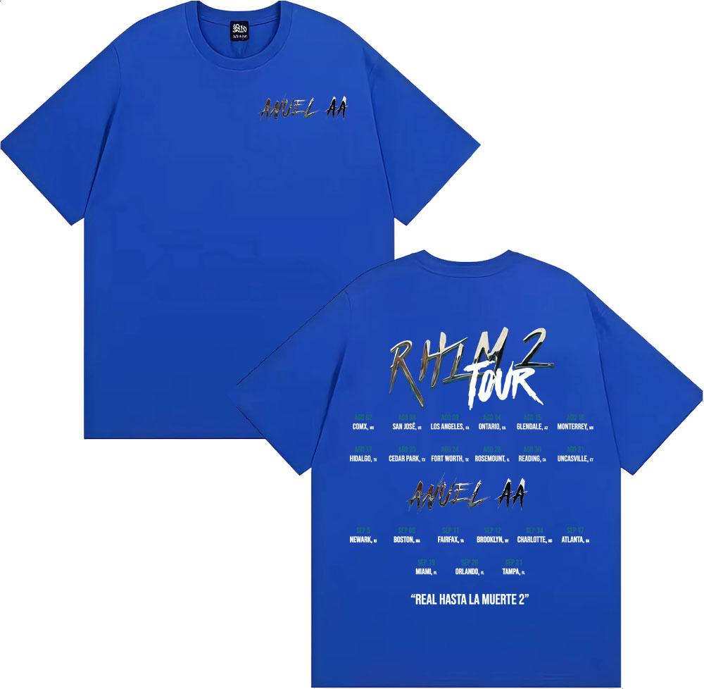 Anuel AA Rhlm 2 Real Hasta La Muerte Album Print T Shirt Mens Women Hip Hop 90s Vintage Cotton Short Sleeve Tshirts Streetwear